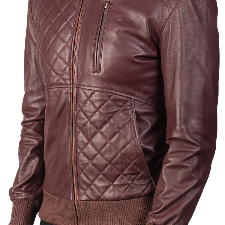 Leather Bomber Jacket Quilted - Image 5