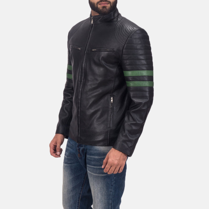 Motobike Leather Jacket Viridian Velocity - Image 3