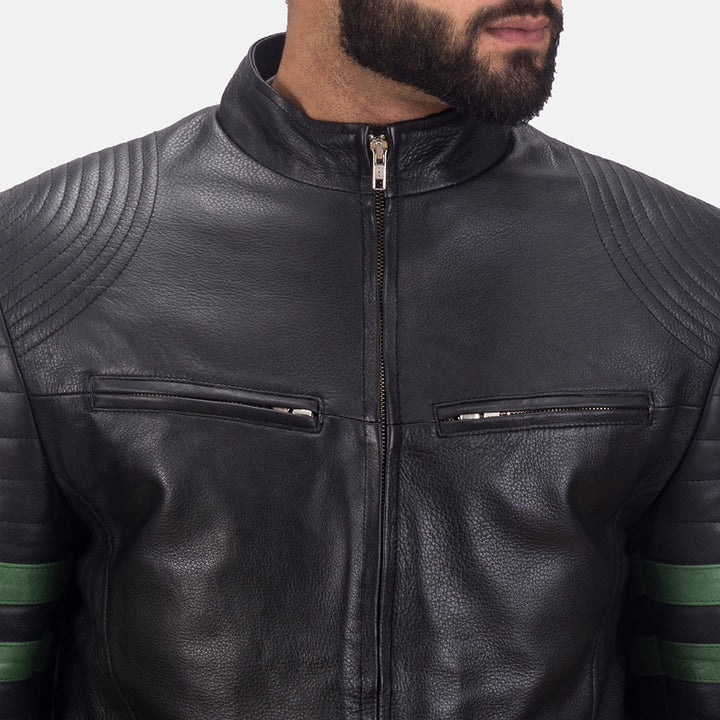 Motobike Leather Jacket Viridian Velocity - Image 6
