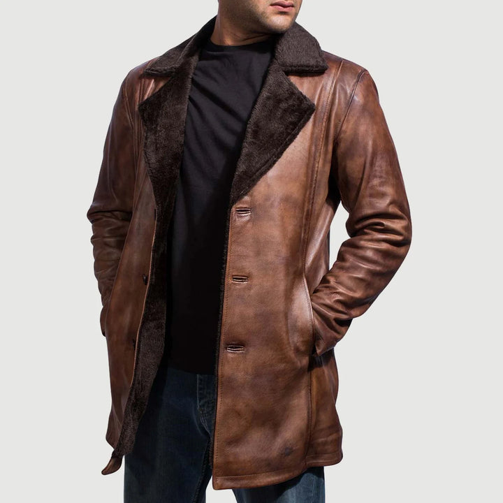 Leather Coat Ember Shearling Car Coat - Image 3