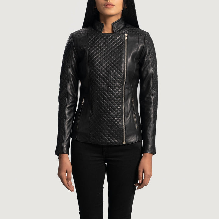 Motorbike Leather Quilted Jacket Jet Black | Premium