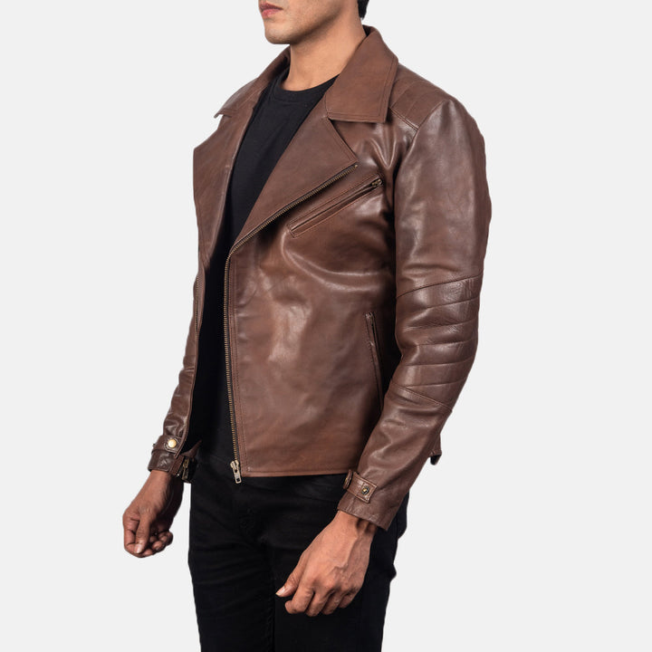 Motobike Leather Jacket Tawny Asymmetry - Image 4