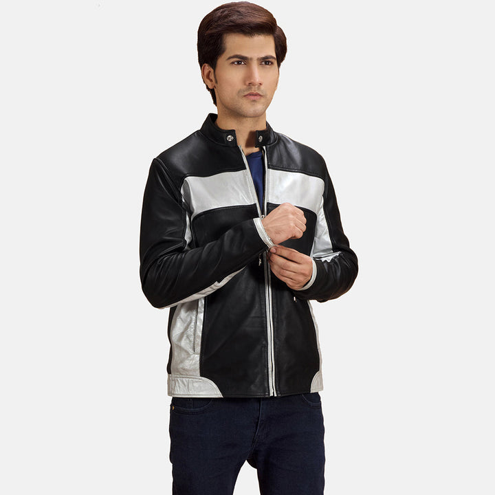 Motobike Leather Jacket Silverline Apex