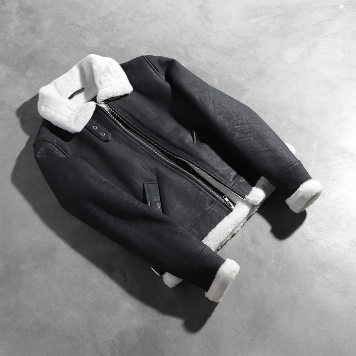 Shearling Leather Jacket Light Green Premium - Image 7