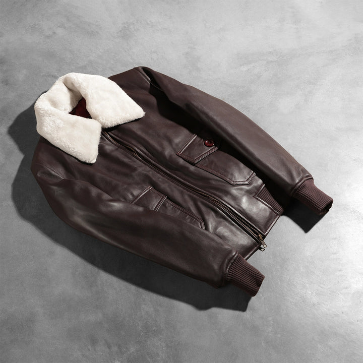 Shearling Leather Jacket Brown | Premium - Image 7