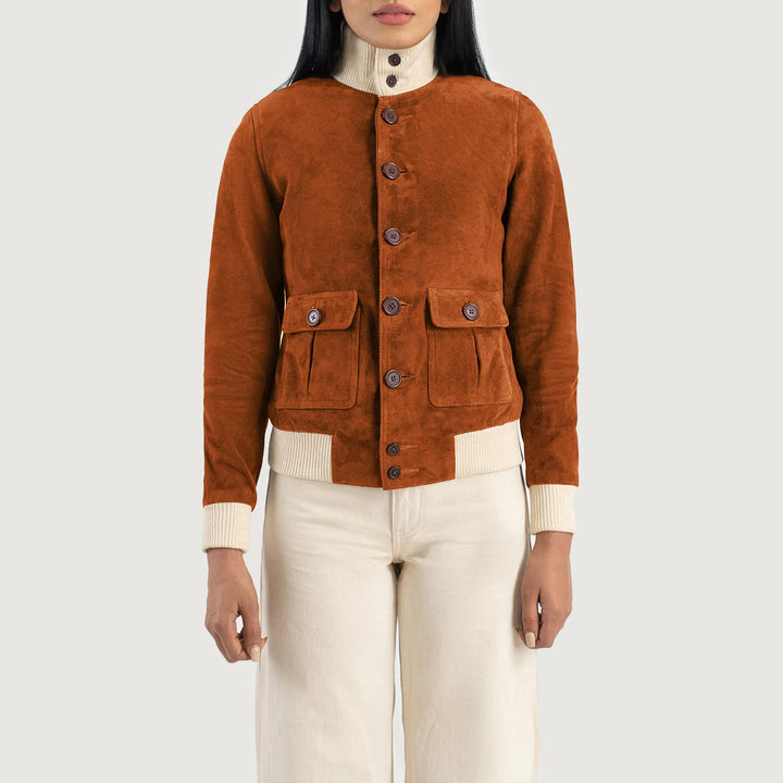 Suede Jacket Rust Brown Button Utility | Premium