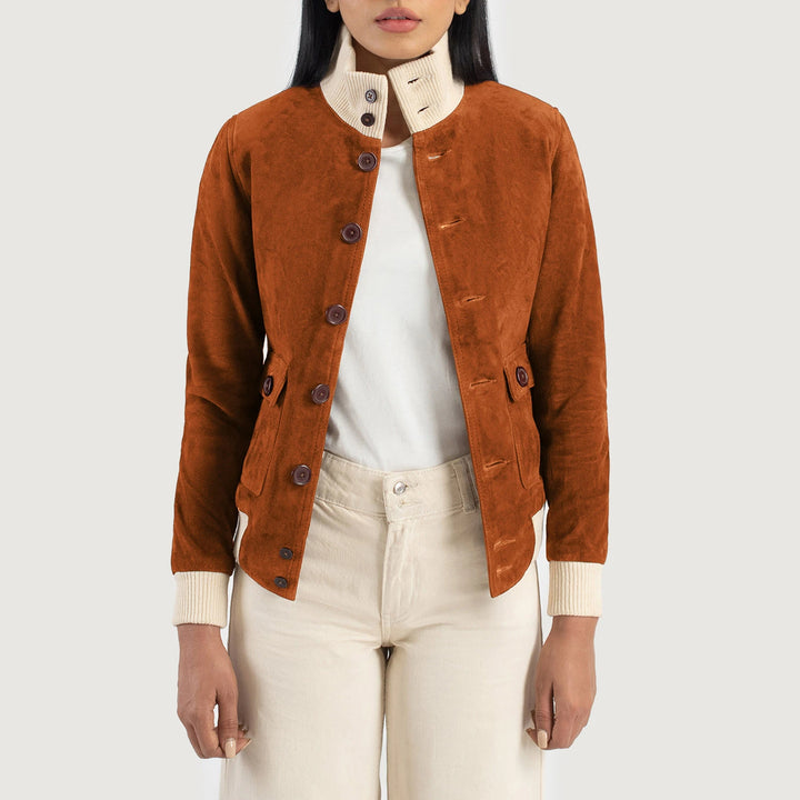 Suede Jacket Rust Brown Button Utility | Premium - Image 2