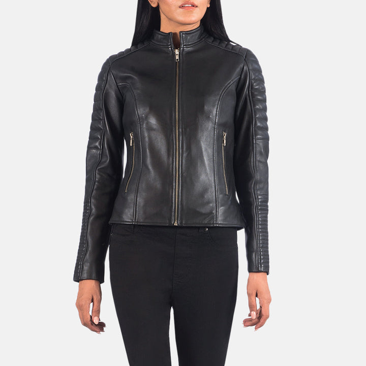 Motorbike Leather Jacket Jet Black | Premium