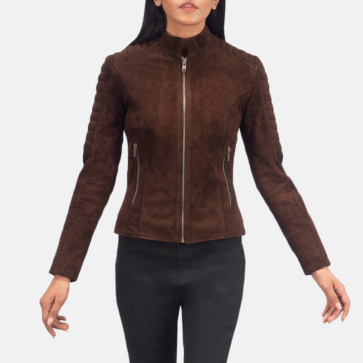 Suede Jacket Chocolate Brown Moto Biker | Premium