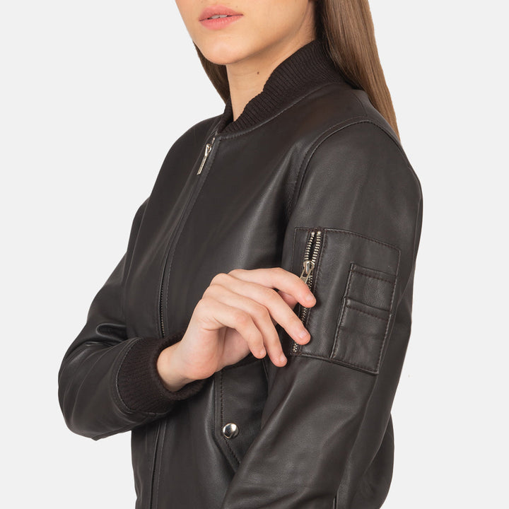 Leather Bomber Jacket Jet Black | Premium - Image 6