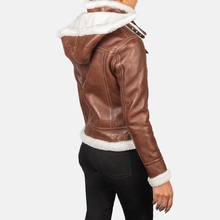 Shearling Leather Jacket Cognac Brown Premium - Image 5
