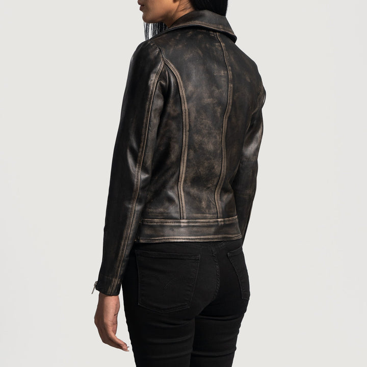 Motorbike Leather Jacket Distressed Black | Premium - Image 5