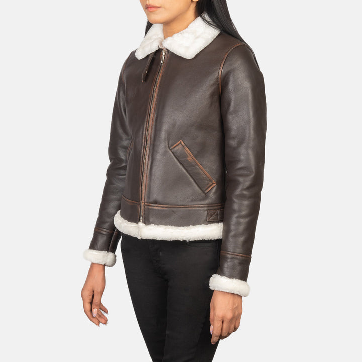 Shearling Leather Jacket Dark Brown Premium - Image 3