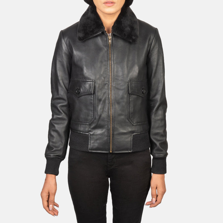 Shearling Leather Jacket  Black | Premium