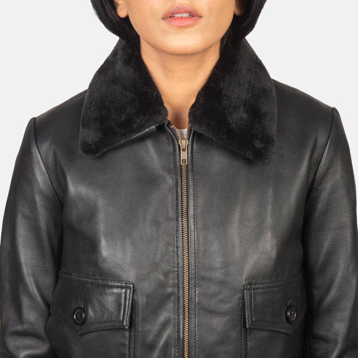 Shearling Leather Jacket Black | Premium - Image 6