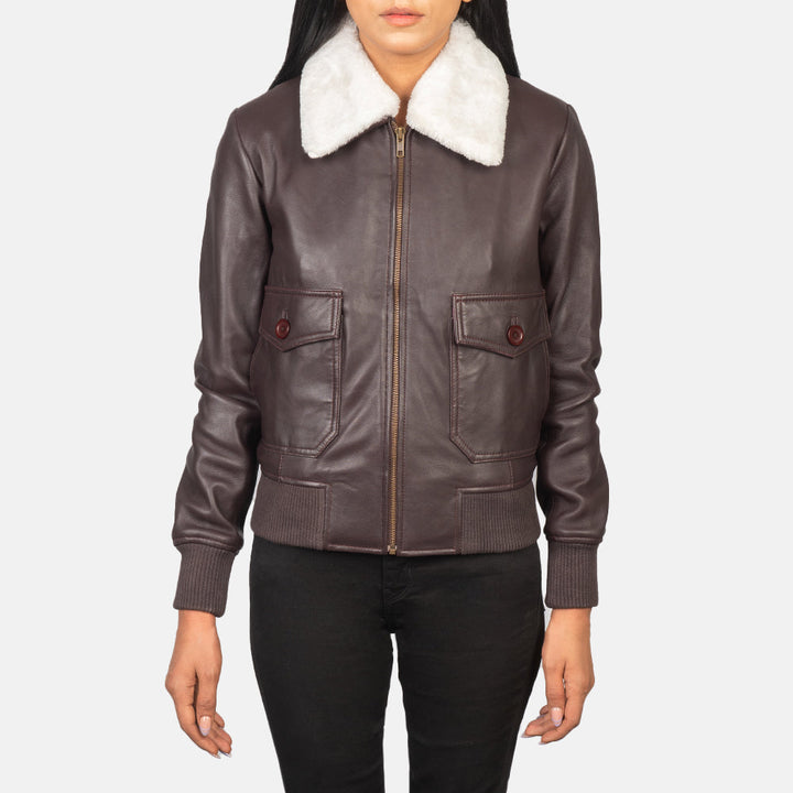 Shearling Leather Jacket Brown | Premium