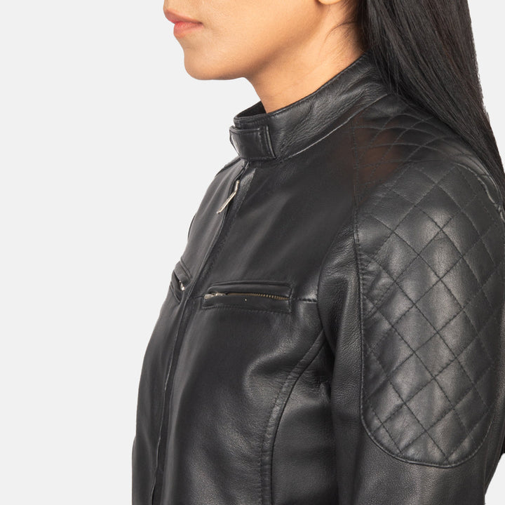 Leather Bomber Jacket Charcoal Black | Premium - Image 6