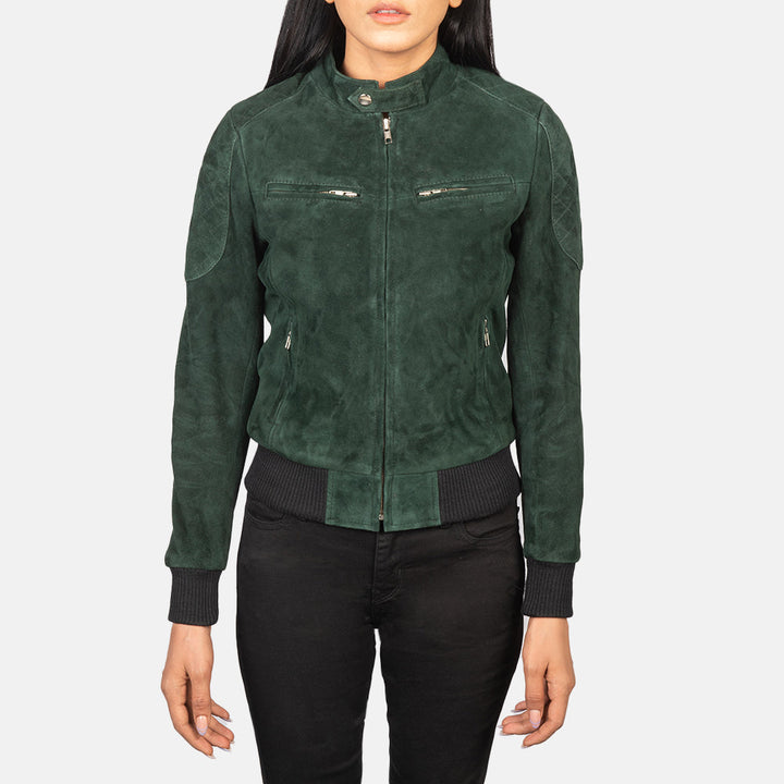 Suede Jacket Forest Green Urban Bomber | Premium