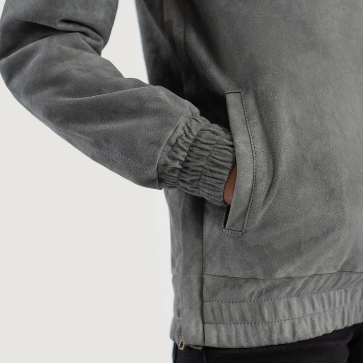 Women’s Hooded Suede Pullover Jacket Grey | Premium - Image 6