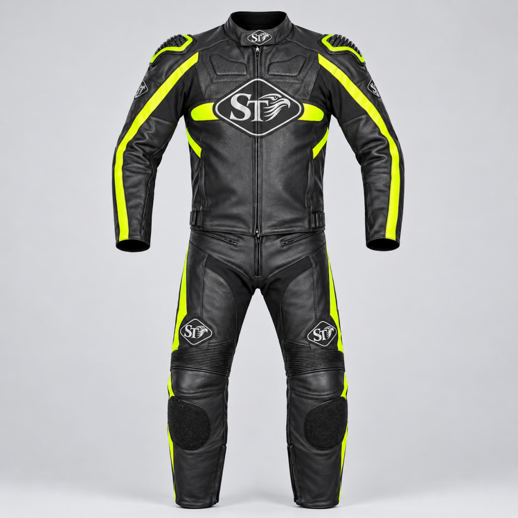 Motorbike Leather Racing Suits – Black & Neon Yellow